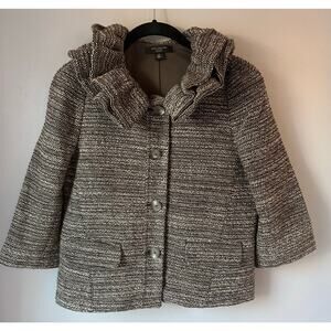 ANN TAYLOR Women’s Size 6P Wool Blend Ruffle Collar Blazer